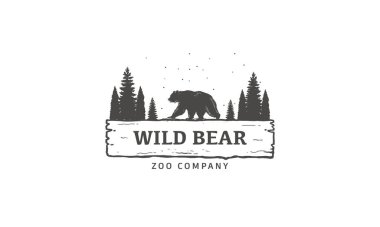 Wild Bear logo tasarımı vektör primi, amblem logo vintage illüstrasyon