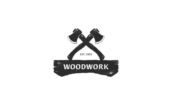 stock vector Woodwork logos. Vector badges for carpentry, sawmill, lumberjack service or woodwork shop