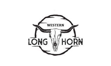 Texas Longhorn, Country Western Bull Sığır Vintage Markası Logosu Tasarımı