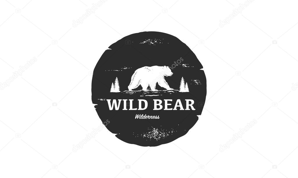 Wild Bear logo design vector premium, emblem logo vintage illustration