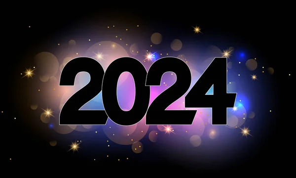 Happy New 2024 Έτος Αφίσα Πρότυπο Bokeh Ένα Φως Εφέ — Διανυσματικό Αρχείο