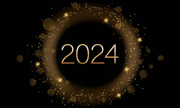 2024 Νέο Έτος Αφηρημένη Λαμπερό Χρώμα Χρυσό Κύκλο Στοιχείο Σχεδιασμού — Διανυσματικό Αρχείο