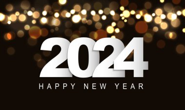 2024 Mutlu Yıllar Geçmiş Tasarımı. Tebrik kartı, Banner, Poster. Vektör İllüstrasyonu.