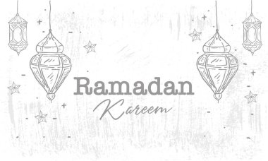 Ramazan Feneri 'nin Grunge Fenerini elle çizmiş. Vektör İllüstrasyonu - Vektör