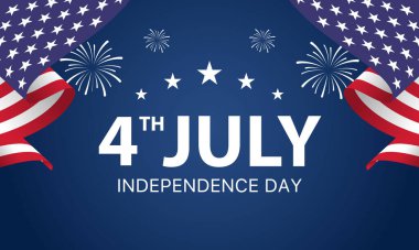 4 Temmuz, ABD Bağımsızlık Günü Bayrak İllüstrasyonu