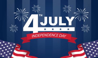 4 Temmuz arka planı - Amerikan Bağımsızlık Günü vektör çizimi - 4 Temmuz tipografik tasarımı ABD