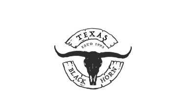 Texas Longhorn, Country Western Bull Sığır Vintage Markası Logosu Tasarımı