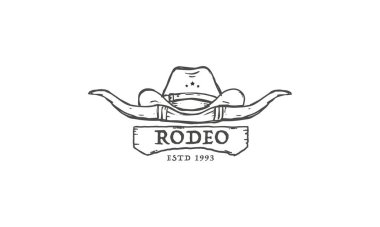 Klasik Teksas rodeo kovboyu, Western Country Amblem Texas Logo Tasarımı