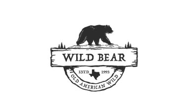 Wild Bear logo tasarımı vektör primi, amblem logo vintage illüstrasyon