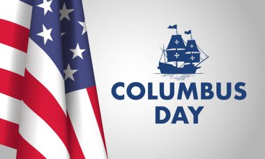 Columbus Günü Arkaplan Tasarımı. Banner, Poster, Tebrik Kartı. Vektör İllüstrasyonu.