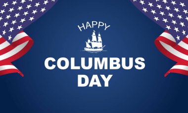 Columbus Günü Arkaplan Tasarımı. Banner, Poster, Tebrik Kartı. Vektör İllüstrasyonu.