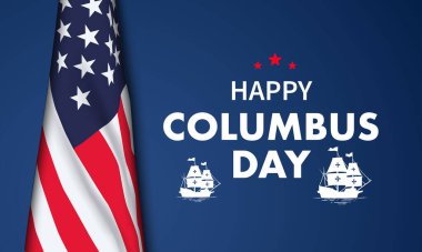 Columbus Günü Arkaplan Tasarımı. Banner, Poster, Tebrik Kartı. Vektör İllüstrasyonu.