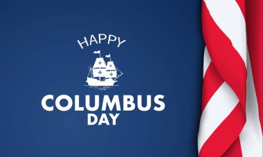 Columbus Günü Arkaplan Tasarımı. Banner, Poster, Tebrik Kartı. Vektör İllüstrasyonu.