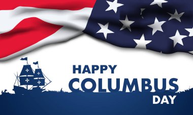 Columbus Günü Arkaplan Tasarımı. Banner, Poster, Tebrik Kartı. Vektör İllüstrasyonu.