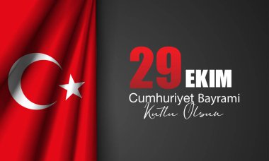 Cumhuriyet Günü Türkiye Arkaplanı. Tercümesi: 29 Ekim Cumhuriyet Günü kutlu olsun. Vektör İllüstrasyonu