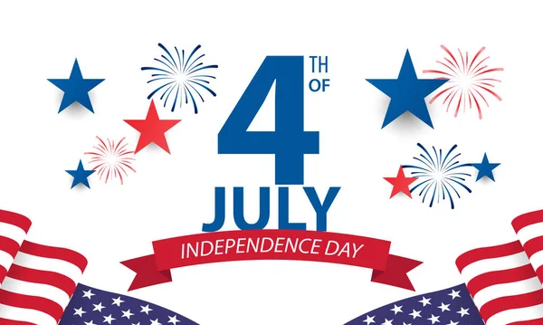 7月4日 アメリカ独立記念日のお祝い バナーイラスト — ストックベクタ