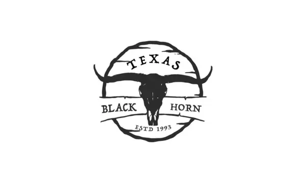Texas Longhorn Country Western Bull Ganado Diseño Logo Etiqueta Vintage — Vector de stock