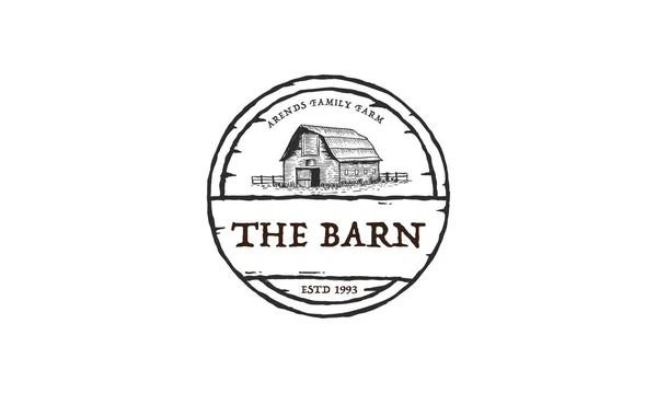 Vintage Farm Barn Logo Design Barn Wood Building House Farm — 스톡 벡터