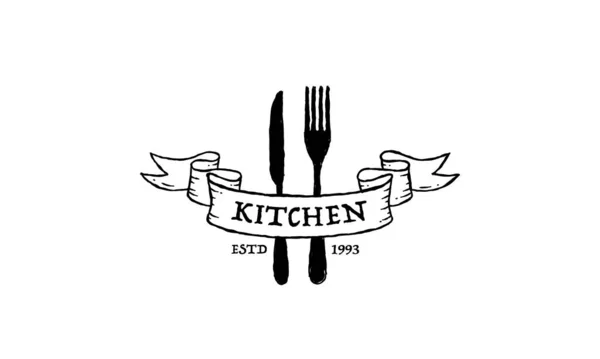Diseño Del Logotipo Cocina Ilustración Vectorial Menú Vintage Para Restaurante — Vector de stock