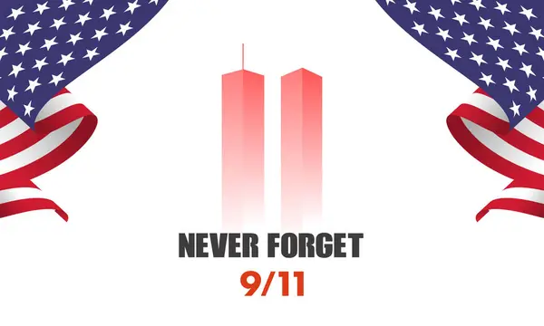 美国永远不要忘记2001年9月11日 病媒图解 — 图库矢量图片