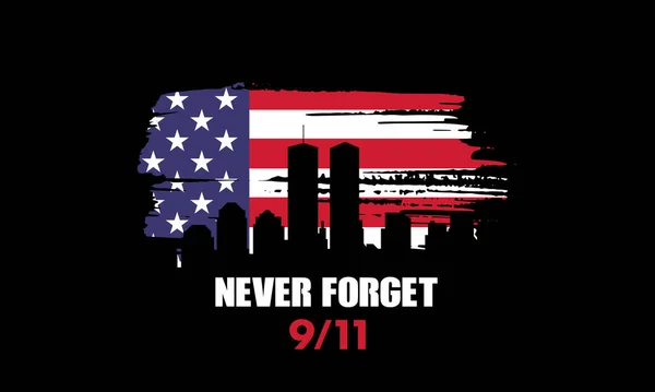 美国永远不会忘记2001年9月11日 病媒图解 — 图库矢量图片