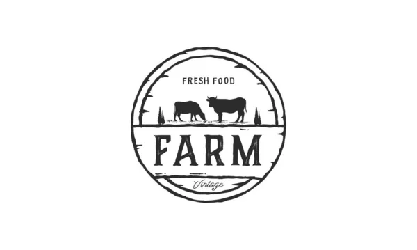 Angus Farm Logo White Background Cow Illustration — Stock Vector
