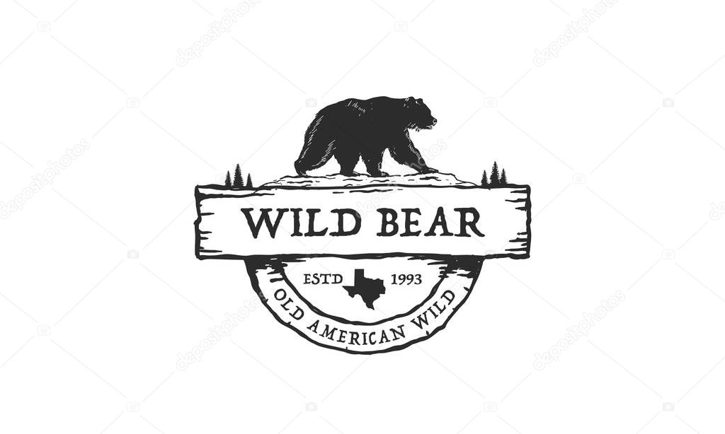 Wild Bear logo design vector premium, emblem logo vintage illustration