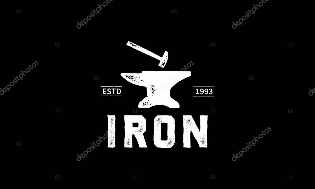 Iron vintage logo design, Isolated in White Background. Modern Design. Vector Illustration