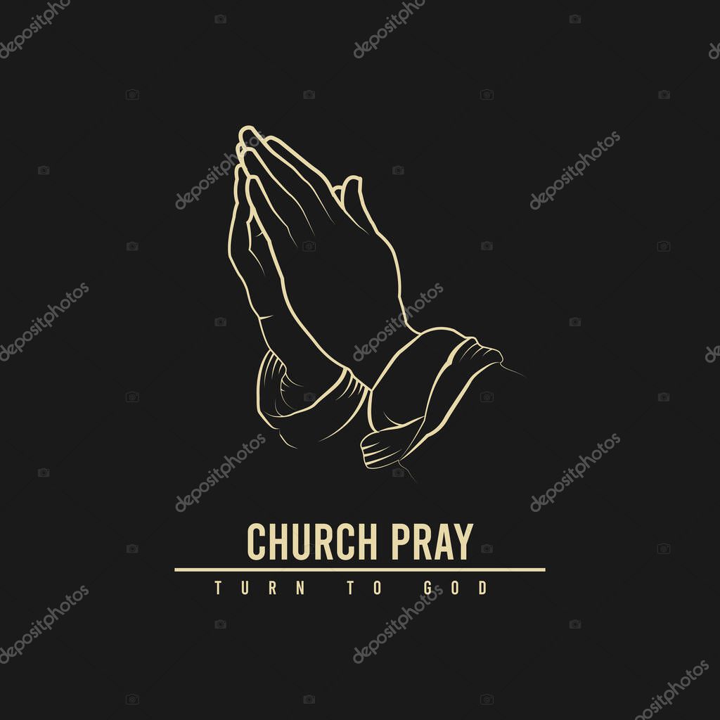 Church pray logo design, hand illustration design