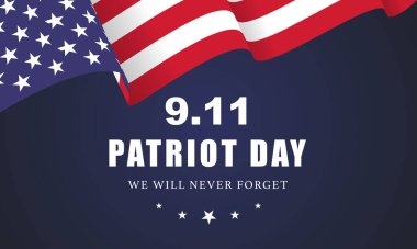 ABD Vatanseverlik Günü 9.11 vektör posterini asla unutmayın - vektör Illustratio