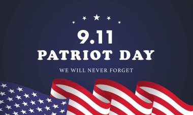 ABD Vatanseverlik Günü 9.11 vektör posterini asla unutmayın - vektör Illustratio