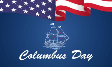 Columbus Günü tebrik kartı ya da geçmiş. tasarım çizimi.