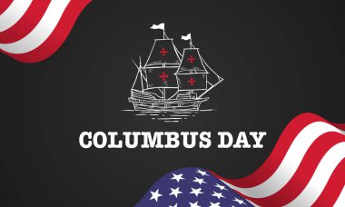 Columbus Günü tebrik kartı ya da geçmiş. tasarım çizimi.