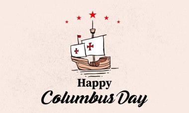 Kolomb Günü tebrik kartı veya arka plan. Vektör çizim.