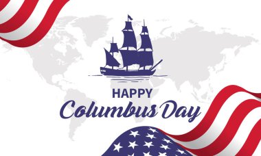 Kolomb Günü tebrik kartı veya arka plan. Vektör çizim.