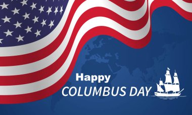 Kolomb Günü tebrik kartı veya arka plan. Vektör çizim.