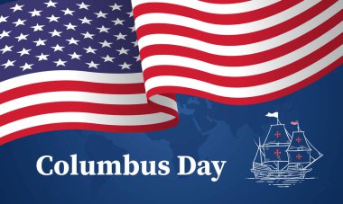 Kolomb Günü tebrik kartı veya arka plan. Vektör çizim.