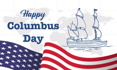 Kolomb Günü tebrik kartı veya arka plan. Vektör çizim.