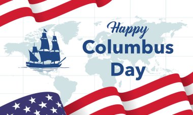 Kolomb Günü tebrik kartı veya arka plan. Vektör çizim.