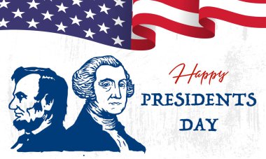 Birleşik Devletler 'de Başkanlık Günün kutlu olsun. Washington 'ın doğum günü. Amerika 'da federal tatil. Şubat 'ta kutlandı. Poster, pankart ve arkaplan