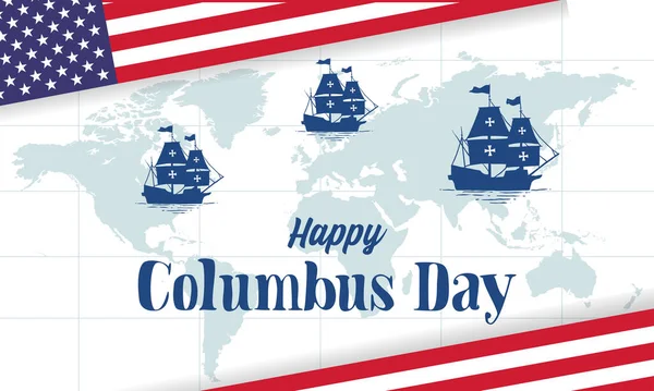 Carte Vœux Jour Columbus Fond Illustration Vectorielle — Image vectorielle