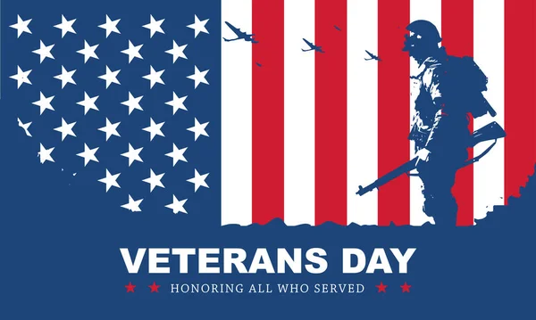 Cartaz Dia Dos Veteranos Honrando Todos Que Serviram Ilustração Dia — Vetor de Stock
