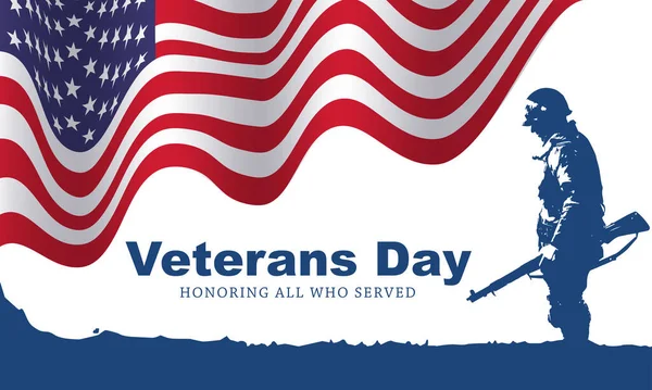 Veteran Day Poster Honoring All Who Served Veteran Day Illustration — Stock Vector
