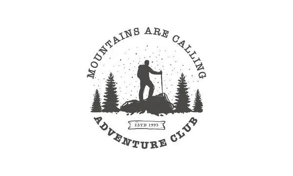Touriste Grimpe Symbole Montagne Modèle Logo Voyage Expédition Conception Logo — Image vectorielle