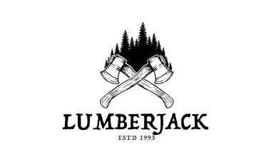 Vintage Lumberjack logo tasarım şablonu - vektör illüstrasyonu