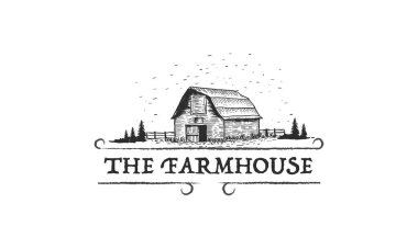 Klasik çiftlik evi logosu tasarım şablonu - vektör