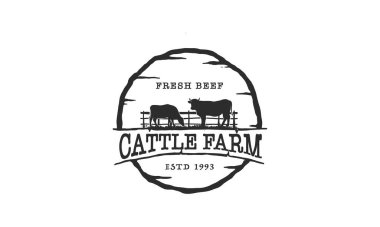 Sığır çiftliği logosu tasarımı - angus inek çiftliği, kasap bbq barbeküsü, et ürünleri dükkanı organik kaliteli. Hayvan hayvan logosu.
