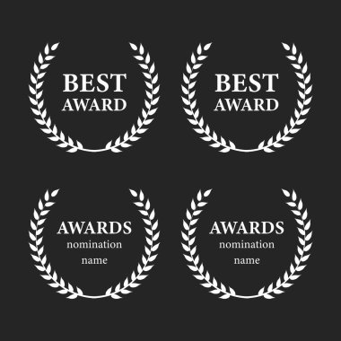 Defne çelenkli vektör kalitesinde amblemler. vektör illüstrasyonu