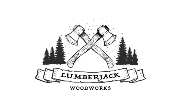 Lumberjack 나무는 작동합니다 포스터를 디자인 일러스트 — 스톡 벡터