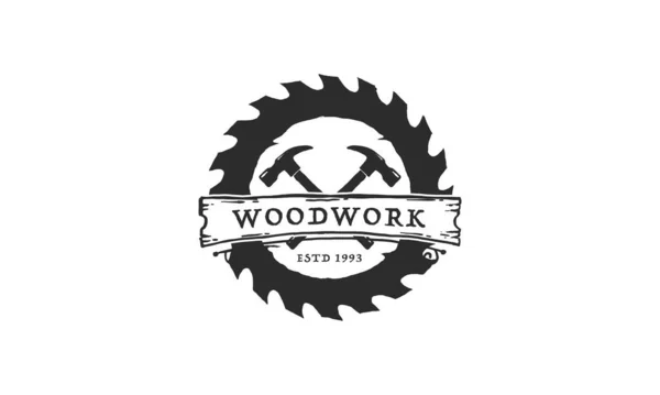 Wood Work Logo Design Template Creative Badge Woodwork Company — Stock Vector